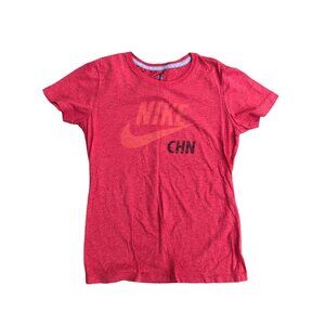 NIKE Sportswear China T Shirt Men's MEDIUM Slim Fit Red Short Sleeve Fitted Top